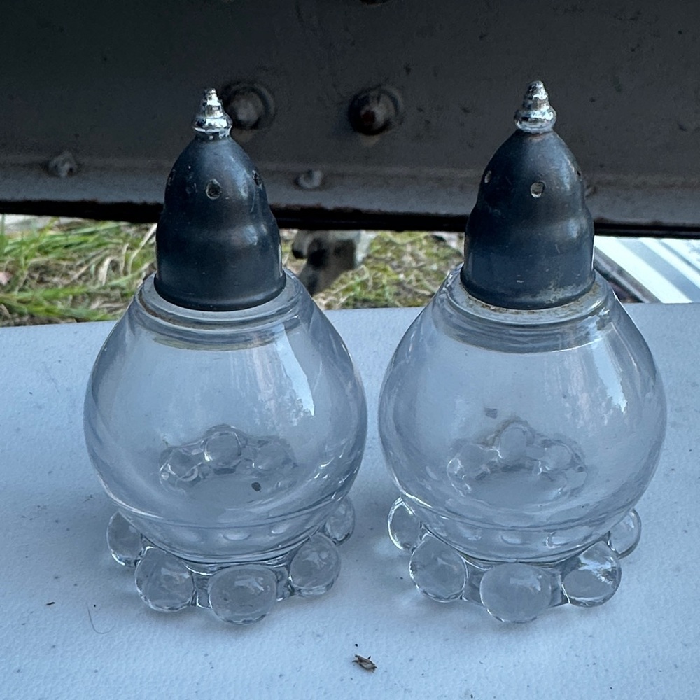 Vintage Glass Salt and Pepper Shakers